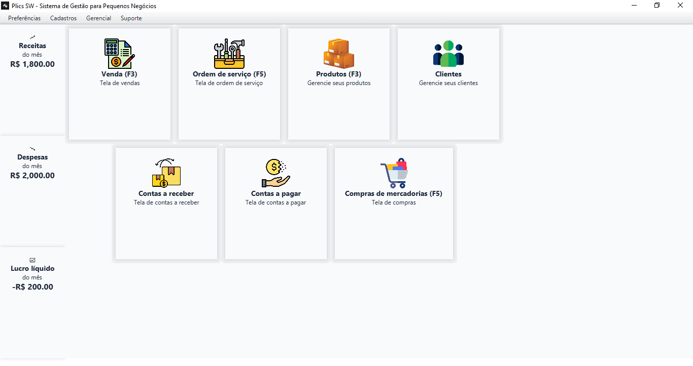 Interface do Sistema Plics-SW Dashboard